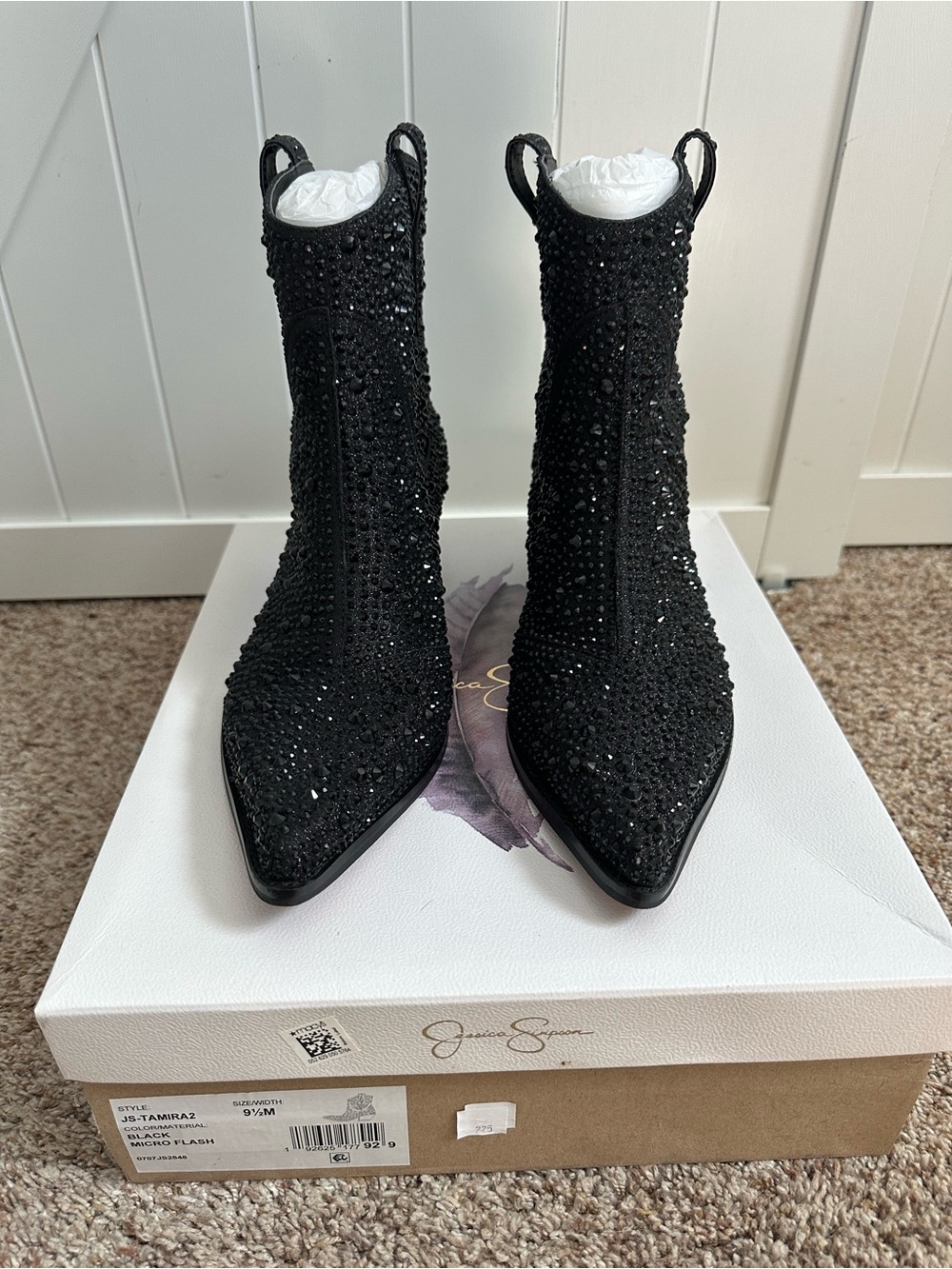 Jessica Simpson Tamira2 Black Rhinestone Western Cowboy Boots Women’s 9.5 - Picture 2 of 9
